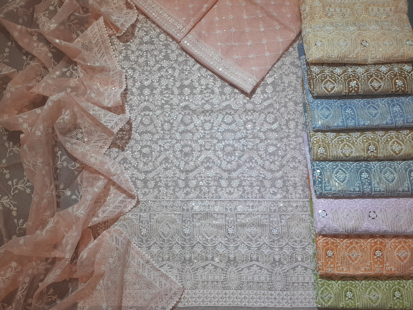 Khaddi Net Embroidered 2 Piece (Shirt Dupatta) L08