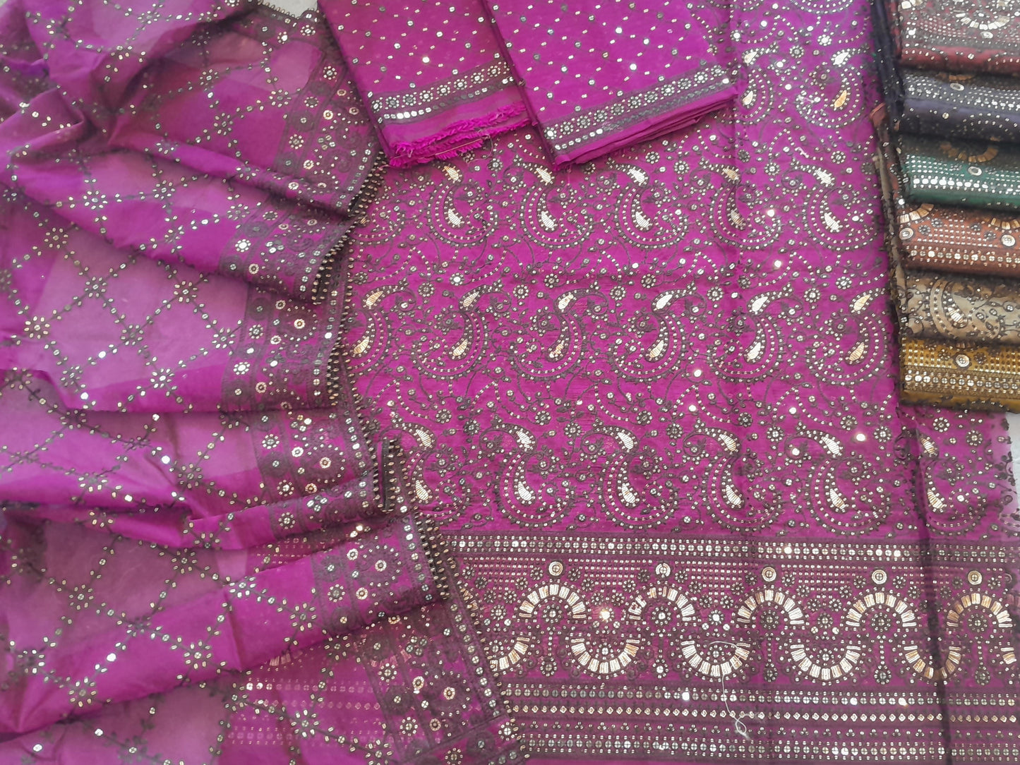 Khaddi Net Embroidered 2 Piece (Shirt Dupatta) D06