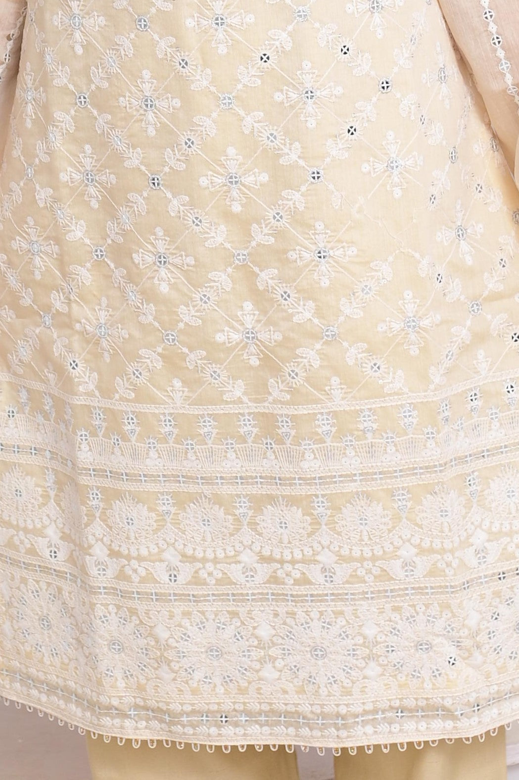 Intricately Embroidered Paper Cotton 3 Piece Ready to Wear PC-01-CRM