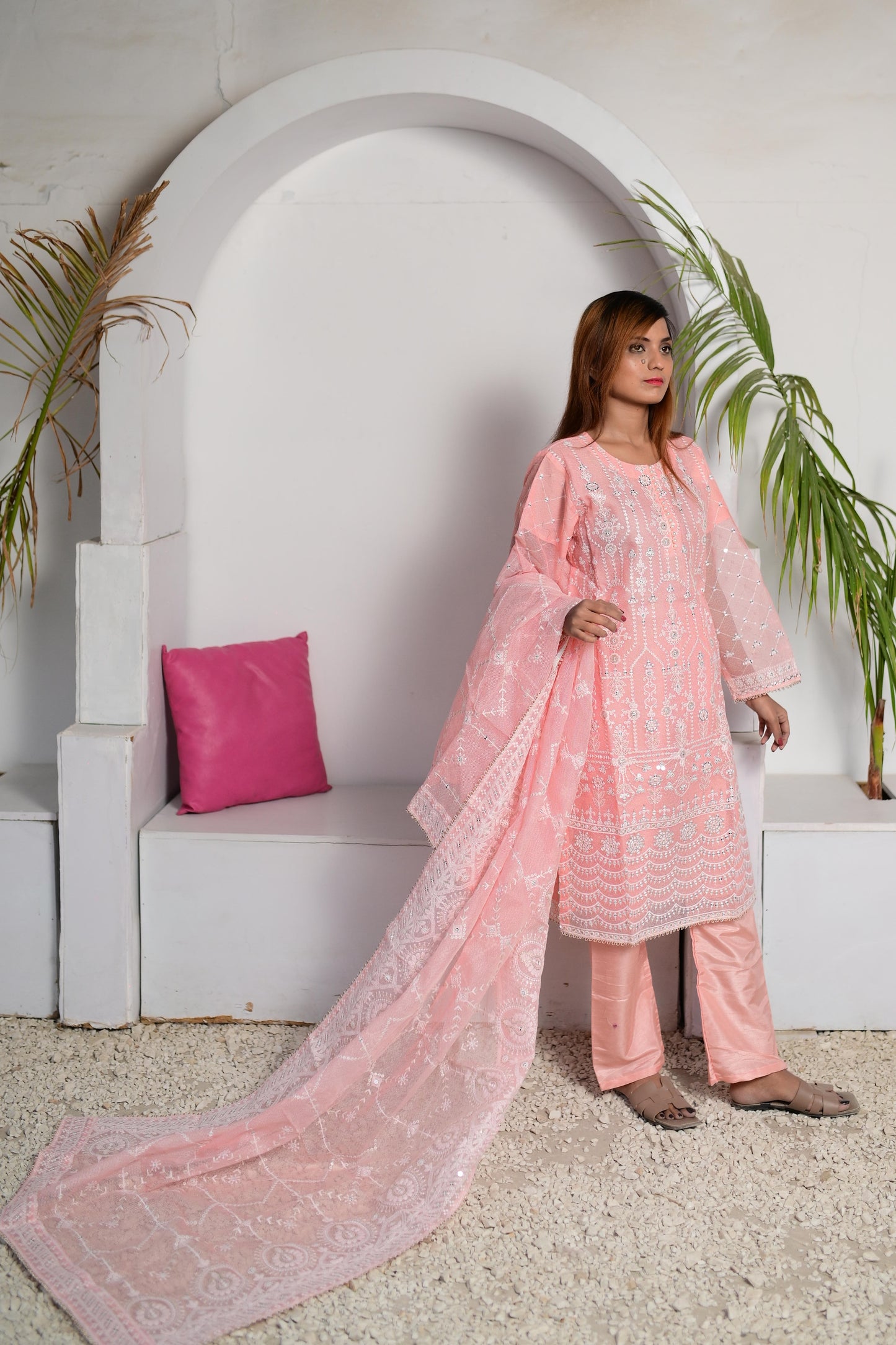 Intricately Embroidered Khaddi Net 3 Piece Ready to Wear L-15-PCH